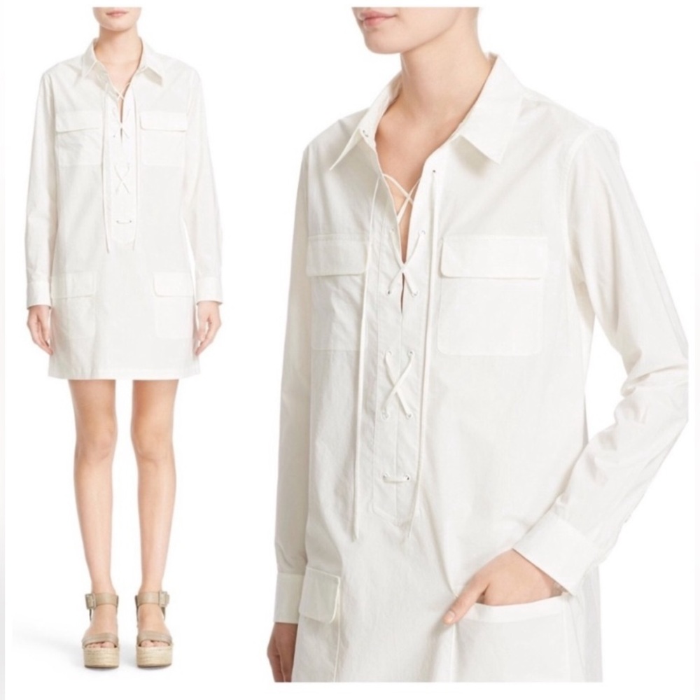 Equipment Femme Knox cotton shirt dress. Perfect little white dress! Size XS